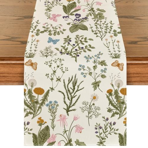 Artoid Mode Wildflowers Floral Spring Table Runner Home Decor 13x72 Inch