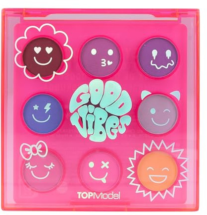 Depesche 12879 TOPModel Night Light - Lidschatten-Palette mit 9 schönen Farben, in neonpinker Box mit Holo-Print