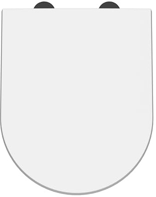 nuie NTS007B Modern Bathroom D Shaped Soft Close Toilet Seat Cover Caps, 370 x 70 x 450mm, White/Black