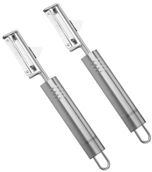 FACKELMANN | 2er Set Universal Sparschäler OVALGRIFF | Universalschäler aus Edelstahl | robuster Schäler für Gemüse und Obst mit scharfer Klinge