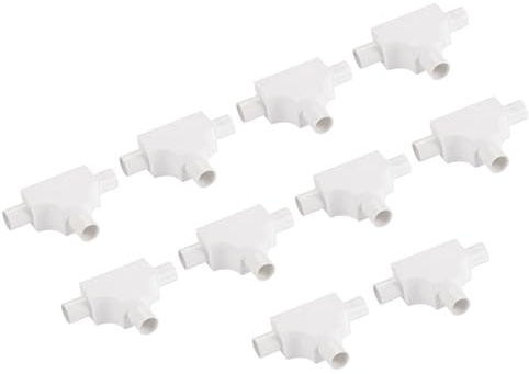 QUARKZMAN Acoplador de Conducto de PVC en Forma de T de Conexiones de 16 mm en Caja de Alambre Blanco de 3 Vías para Conducto Eléctrico DIY con Tapa de Acceso - Paquete de 10