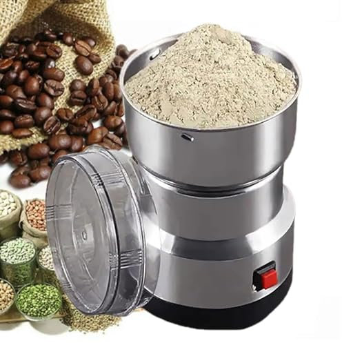 MiBoce Commercial Stainless Steel Spice Grinder, 150g Electric Food Grinder, Four-Leaf Steel Knife, All Copper Motor, Fast Grinding, for Dry Corn Coffee Wheat Pepper Food Seeds Flour Bean