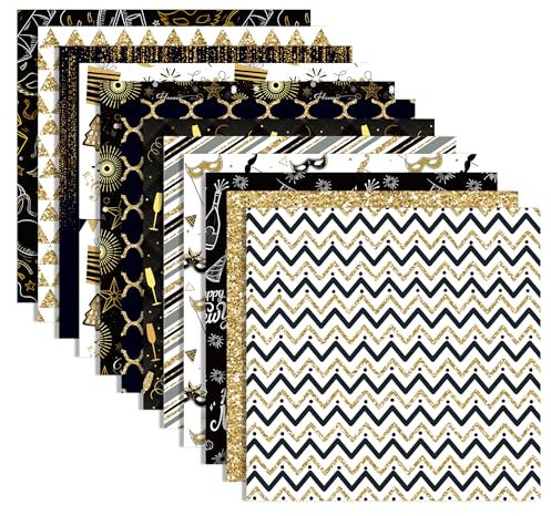 24 Blatt Scrapbook Papier Neues Jahr Bastelpapier Basteln Motivpapier,12 Designs Scrapbook Craft Papier, 12x12Inch Karte Herstellung Scrapbook DIY Hintergrundpapier Scrapbooking