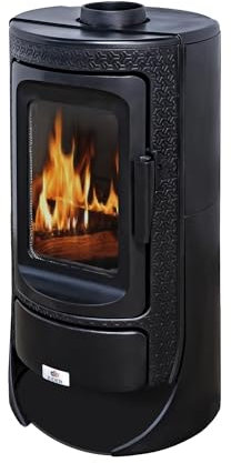 EIDER BIOMASA – Estufa de Leña Royce en Fundición – 11,8 kW – Compacta 97x49x48 cm – Calienta hasta 205 m³ – Diseño Robusto – Alta Eficiencia Energética Clase A – Visión del Fuego