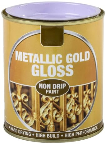 Inspired Essentials 300ml Non Drip Paint Tin Exterior Interior Hard Drying Performance Multi-Purpose Tin for Metal, Wood, Plastic, Walls with Perfect Finish (1, 151 - Metallic Gold Gloss)