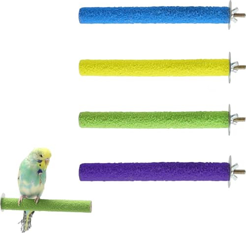 4 PCS Bird Perches for Cage, 20x1.5cm Natural Wood Parrot Perches, Ideal Cage Accessories for Small and Medium-Sized Birds to Promote Foot Health and Nail Trimming