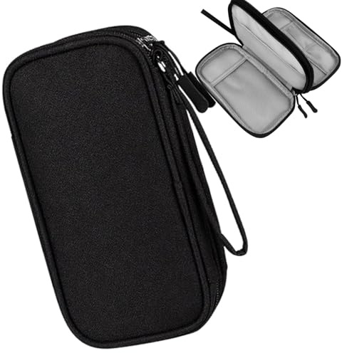ZHAOYCSH Organizador de Cables para Viaje,Estuche de Almacenamiento para Cargador, Cable USB, Power Bank, Adaptador, Auriculares, Tarjetas de Memoria, Bolsa Organizadora Portátil Impermeable,Negro