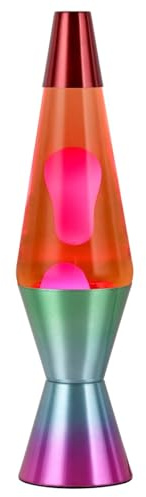 ROCKING GIFTS Lámpara de Lava 37 cm Rojo-Rosa con Base Metálica, Bombilla y Cable – Luz Ambiental y Decorativa para Habitación Infantil o Juvenil – Lámpara Relajante Estilo Retro para el Hogar