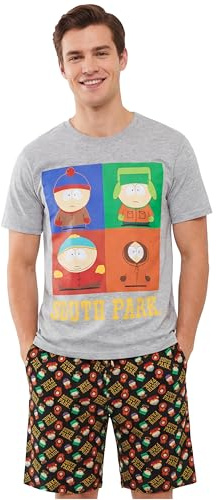 Get Trend – South Park pyjamas män kort XS-3XL bekväm sommarpyjamas män t-shirt och shorts, roliga presenter för män och tonåringar