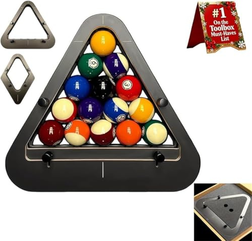 Precision-Engineered Professional Billiard Rack System That Eliminates Gaps,Heavy Duty Solid Wood Billiard 8-Ball/9-Ball Pro Triangle/Diamond Pool Ball Racks,Adjustable Billiards Accessories (Type B)