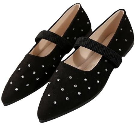 Ballerinaskor dam med strass remballerina skor bröllopsskor platta skor klädskor damskor eleganta och bekväma pumps loafers tofflor halvskor fritidsskor storlek 36–43