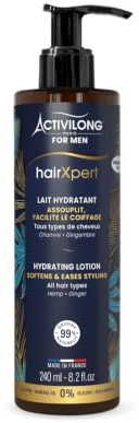 ACTIVILONG FOR MEN - Lait Hydratant HairXpert - Assouplit & Facilite le coiffage - Pour Cheveux Ondulés, Bouclés, Frisés & Crépus - 99% d'ingrédients d'origine naturelle - Made in France - 240 ml