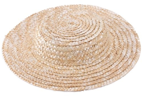 Lawliet Solid Color Straw Stripe Mini Top Hat Craft Fascinator A224 (Natural)