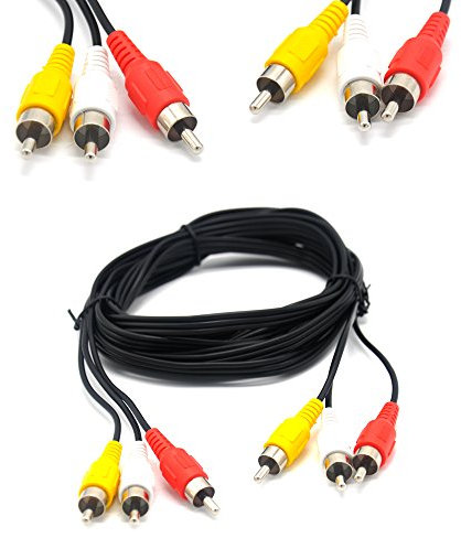 Pardarsey RCA Audio-/Video-Composite-Kabel, DVD/VCR/SAT, gelb/weiß/rot, 3 m Stecker auf 3 Stecker