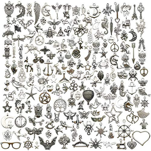 YoudiylaUK Wholesale Bulk Lots 200Pcs Tibetan Silver Charms Pendant Fitting for DIY Necklace Bracelet Earrings Jewellery Making Accessories WM332