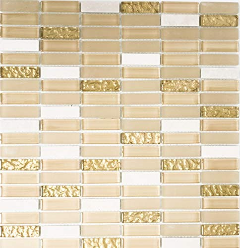 Mosaik flese genomskinlig vitt guld stavar glasmosaik kristall sten vit matt guld för vägg bad wc dusch kök semester spegel tårta dekoration bad bad mosaik matta mosaik platta