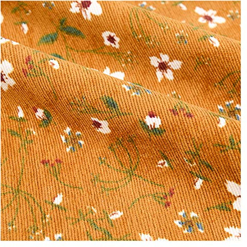 Polyester Corduroy-tyg Per Meter 150cm 59 '' Brett Litet Blommigt Tryck Sött Klänningtyg För Barn Och Vuxna, Sy DIY-hantverk(Color:Gul,Size:1m)