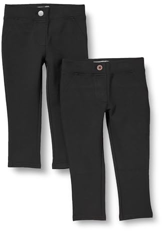 Amazon Essentials Pantaloni Uniformi in Maglia Ponte Aderenti Bambine e Ragazze, Pacco da 2, Nero, 4 Anni