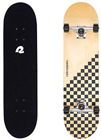 Retrospec Alameda Skateboard Complete | Canadian Maple Wood Deck w/ 5.5 Inch Aluminum Alloy Trucks for Commuting, Cruising, Carving & Downhill Riding