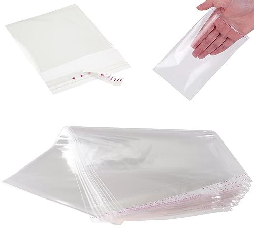 DIY-24H | 87 Größen frei wählbar | OPP Flachbeutel transparent selbstklebend Tüten Peel & Seal Folientüten aus durchsichtigem Kunststoff Zellophan-Hüllen (100 Stück, 10 x 15 cm)