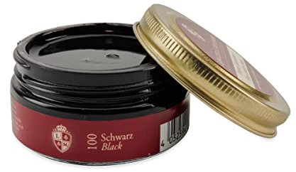 Langer & Messmer crema lucido per scarpe in pelle con ingredienti naturali - crema per la cura delle scarpe di alta qualità - adatta a tutte le scarpe in pelle liscia - 50 ml - nero