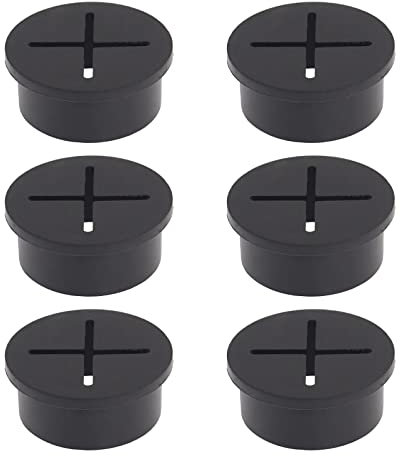 DBOO 6 Pcs Flexible Desk Hole Grommet 25mm / 1 Inch Black Cable Cord Cover & Wire Organizer