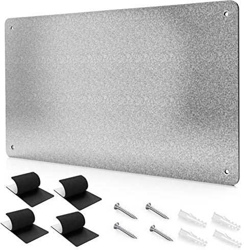 17.7 x 11.8 Metal Magnetic Board - Magnet Bulletin Board to Display Magnetic Letters Numbers Animal, Poetry, Spice Jars, Notes, Photos, Suitable for Wall, Refrigerator, Cubicle, Cabinet