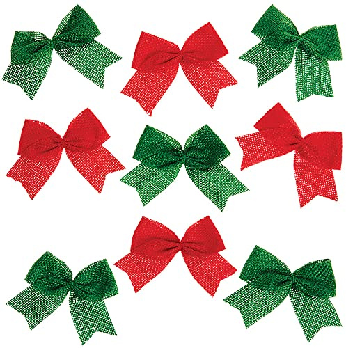 Baker Ross FX348 Christmas Burlap Hessian Bows - Pack of 24, Natural Craft Accessories, Jute Christmas Arts and Craft Materials, Decorative Supplies