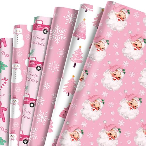 Emballage Cadeau Noël, 12 Feuilles Christmas, Rouleau Papier Cadeaux, Emballage Cadeau Noel (Poudre)