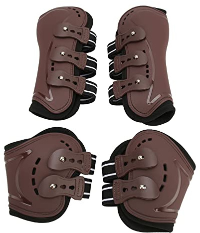 Horse Boots, Bell Boots For Horses PU Shell Tendon Fetlock Brace Guard Boots Horse Front Hind Leg Boots Horse Riding Boots For Riding Shock Absorbing Jumping Competition (Large