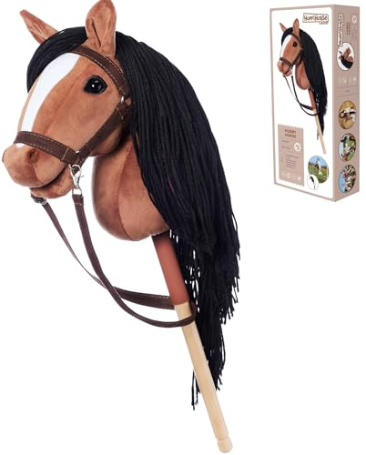 HOPPIHORSE-El Hobby Horse edición Deportiva A3, Caballo de Palo con cabezada, riendas, Correa del Hombro, Cola y empuñadura de Silicona, Hobby Horse de Peluche Caja de Regalo.