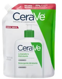 CeraVe Recambio de Limpiador Hidratante, Para Piel Normal a Seca, Limpia, Hidrata y Equilibria, Enriquecido Con Ceramidas Esenciales y Ácido Hialurónico, Apto para Rostro y Cuerpo, 473 ml