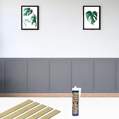 Kit de panneaux muraux style Shaker | 10 pièces de 100 cm x 10 cm résistant à l'humidité - Kit de montage mural en bois HDF à peindre - Kit de panneaux muraux 3D Décoration Murale