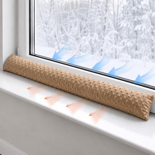 Dragstopp dörr isolerande 400 cm - Dörr- och fönstertätning dekorativ Perfekt för ytterdörr fönster och kudde till barnrum Minky Oeko-Tex Beige