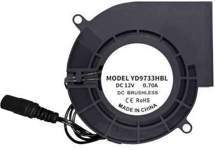 RGYBAO Ventilador centrífugo de 97 mm, 12 V, rodamiento de bolas para refrigeración y ventilación electrónica, ventilador eléctrico para barbacoa al aire libre
