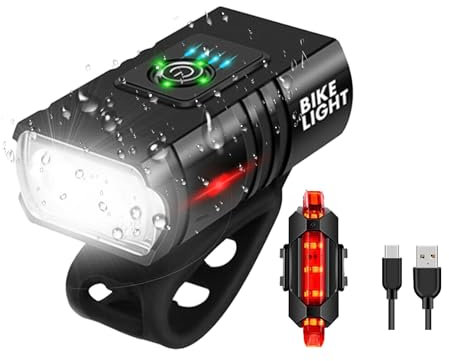 Journeyside Lumiere Velo Avant et Arriere, 6 + 4 Ｍodes Éclairage Vélo avec Ｄeux Perles de Lampe Forte,Lampe Vélo Rechargeables USB Étanches IPX5, Phare Velo Adaptés à Conduite de Nuit, VTT, Cyclisme