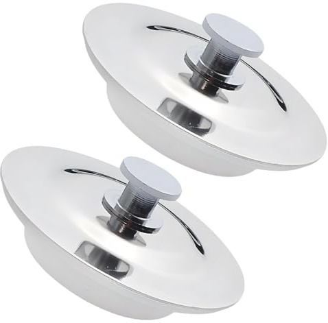 Verazquy 2PCS Universal Bath Plug Replacement – Stainless Steel Sink Plug for Kitchen Bathtub (40-45mm Hole), Drain Stopper with Rubber Ring, Easy Grip Handle