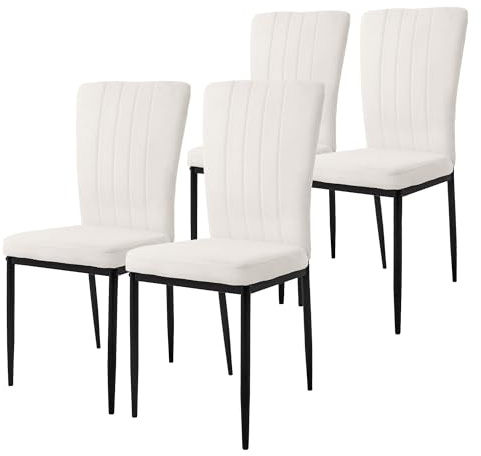 ML-Design Set di 4 Sedie per Sala da Pranzo con Rivestimento in Velluto Bianco Sedie da Cucina con Schienale Imbottita con Gambe in Metallo Sedia Ergonomica per Tavolo da Pranzo Sedia da Soggiorno