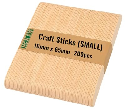 Lollypop Carft Sticks 65mm x 10mm NCS35® 200 pcs *Small* Craft & Candy Sticks for Cake Pops, Party & Dessert Supplies Wood Sticks Lollypop Wooden Dessert Sticks Letter Game Natural Craft Sticks