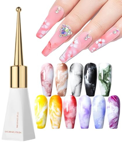 Gel Floral Pour Ongles, Gel 10ml Pour Ongles À Effet Diffuseur, Liquide Durcissement Rapide pour Modelage Beauté Styling Estival Maison Femmes Filles
