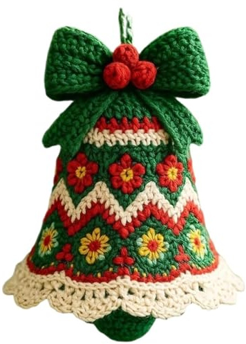 Kit De Campana Navideña De Crochet For Hacer Tú Mismo, Kit De Campana Navideña De Crochet For Hacer Tú Mismo, Campana Navideña De Punto For Colgar con Hilo E Instrucciones(Green)