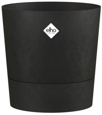 Elho Foss Round 25cm Vasi per Piante - Living Black | ∅ 24.5 x A 24.2 cm | Adatto per uso interno ed esterno | Plastica riciclata al 100%