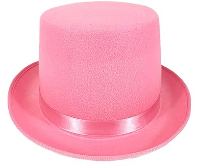 Genérico Sombrero Chistera de Copa de Fieltro Satén Gorro de Ronda Mago con Cinta de Raso para Adultos y Niños