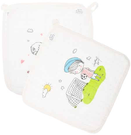QUMIIRITY Toallitas para Ñiño 3 Piezas Algodón 30x30 Cm Absorbentes y Suaves Estampado Infantil para Eructos y Secado de Manos, Paños Multiusos para Recién Nacido y Cuidado Diario