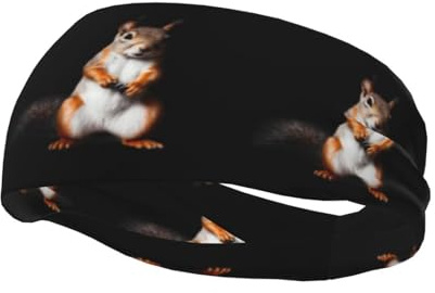 Diadema deportiva con estampado de ardilla de pie, banda elástica para el sudor, adecuada para correr, ciclismo y yoga