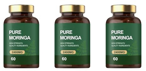 (2400MG) Moringa pura |Moringa en polvo orgánica|Apoya la piel, la energía y el equilibrio - Sin OGM, sin gluten|para mujeres y hombres,3Pcs