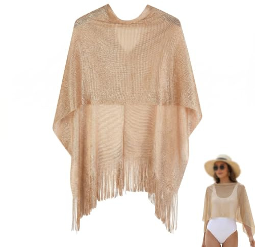 SIVZUMO Étole Femme Chic Mariage - Châle Doré Scintillant pour Robe de Soirée, Foulard Élégant avec Boucle pour Cérémonie, Fête, Bal et Demoiselle d'Honneur, Accessoire de Mode Brillant