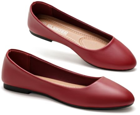 GLAMORA Bailarinas Manoletinas de Piel Sintética Zapatos Planos Cómodos Punta Redonda Calzado Flexible Ligero de Vestir Oficina Trabajo Caminar