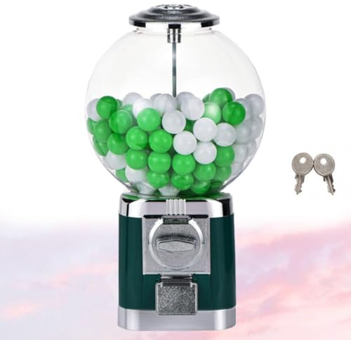 Kapselautomat Med 100 Tomma 32 Mm Kapslar | Legering och PC-byggd, myntfri drift, 43 cm hög, låsbar topp, 2 nycklar ingår(Green)
