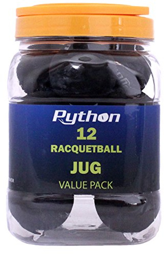 Python Black Racquetballs (Value Pack - 12 Ball Jug/Long Rally Ball!)